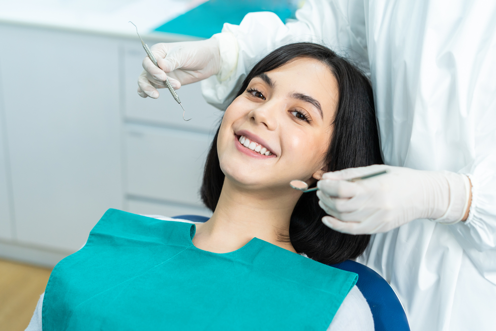 woman smiling in dental chair